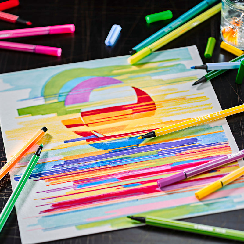 Load image into Gallery viewer, Stabilo pen 68 - viltstift - metalen doos met 30 stuks
