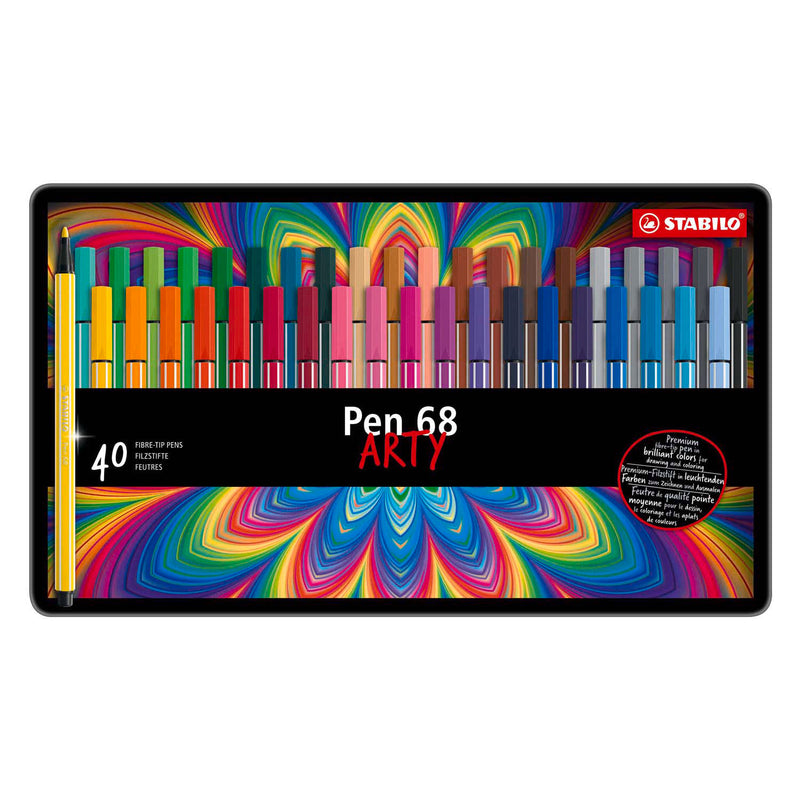 Load image into Gallery viewer, Stabilo pen 68 - viltstift - metalen doos met 40 stuks