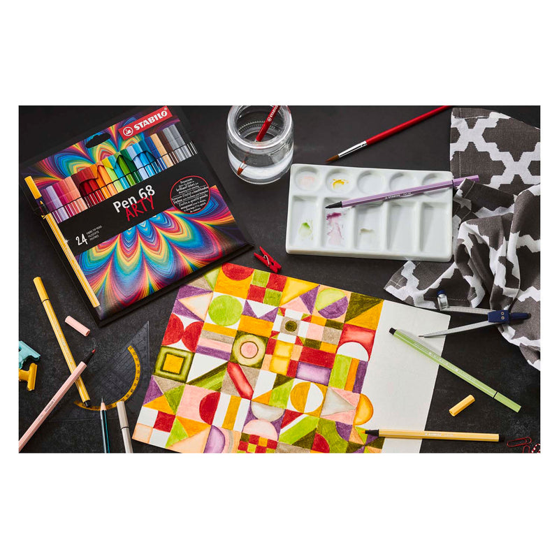 Load image into Gallery viewer, Stabilo pen 68 - viltstift - metalen doos met 40 stuks