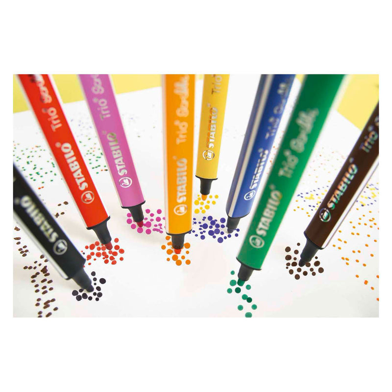 Load image into Gallery viewer, Stabilo trio scribbi - ergonomische viltstift - onverwoestbaar door meeverende schrijfpunt - etui met 14 kleuren