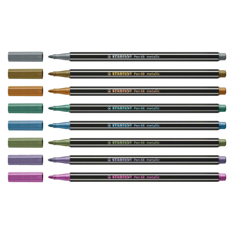 Load image into Gallery viewer, Stabilo pen 68 metallic - viltstift - metalen set met 8 stuks