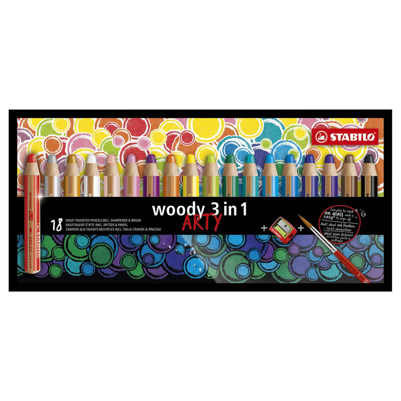 Load image into Gallery viewer, Stabilo woody 3 in 1 - multitalent kleurpotlood - arty - set 18 st. + puntenslijper