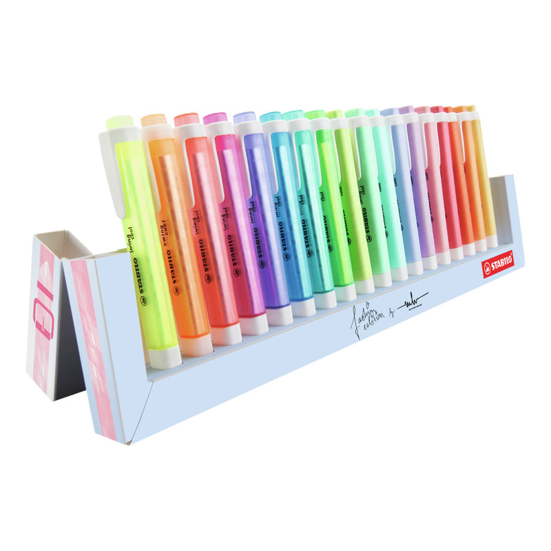 Load image into Gallery viewer, Stabilo swing cool - markeerstift - perfect voor onderweg - standaard pastel - deskset met 18 kleuren