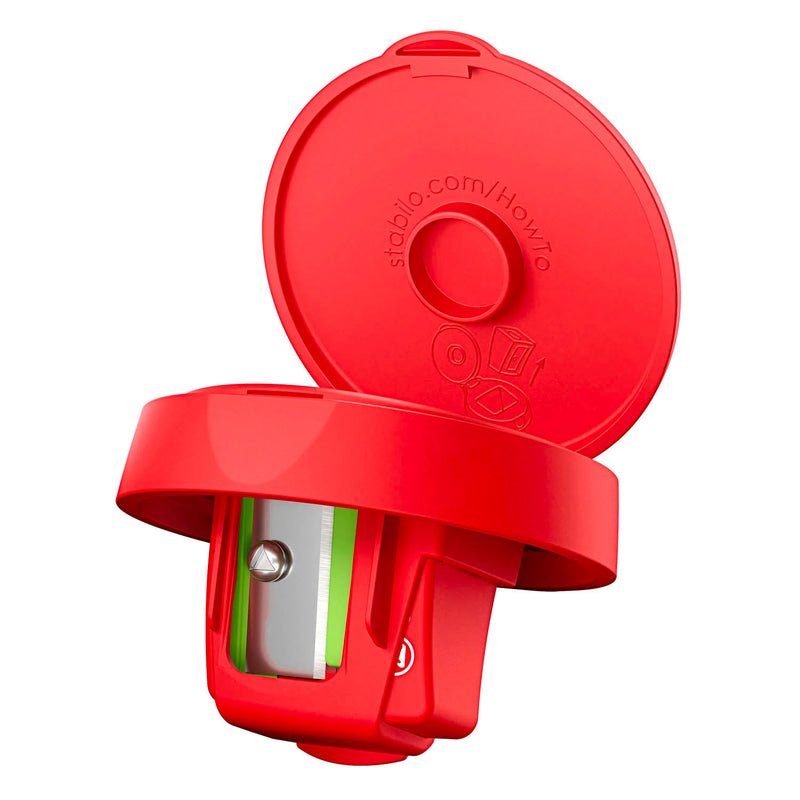 Load image into Gallery viewer, Stabilo woody 3 in 1 puntenslijper - robuuste containerpuntenslijper - voor extra dikke potloden - rood