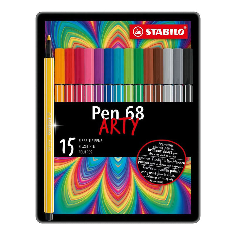Load image into Gallery viewer, Stabilo pen 68 arty viltstiften in metalen etui - 15dlg.