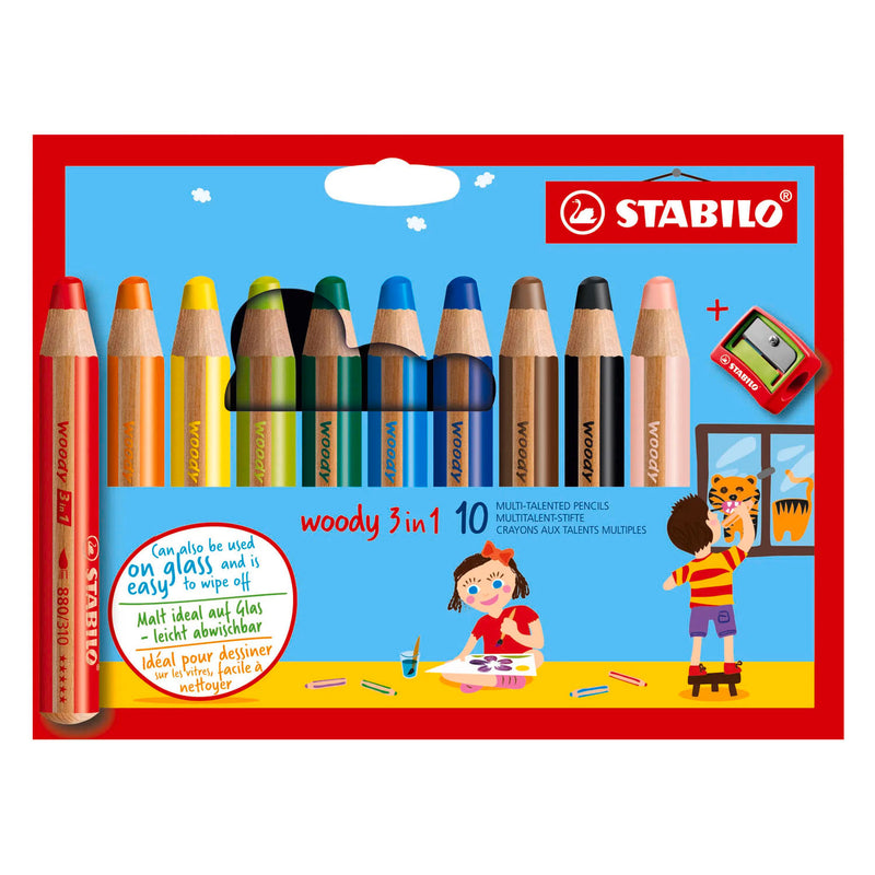 Load image into Gallery viewer, Stabilo woody 3in1 multitalent potloden - 10dlg. met puntenslijper