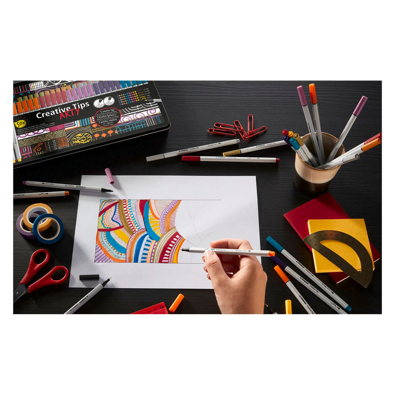Load image into Gallery viewer, Stabilo creative tips arty pennen in metalen etui - 50dlg.