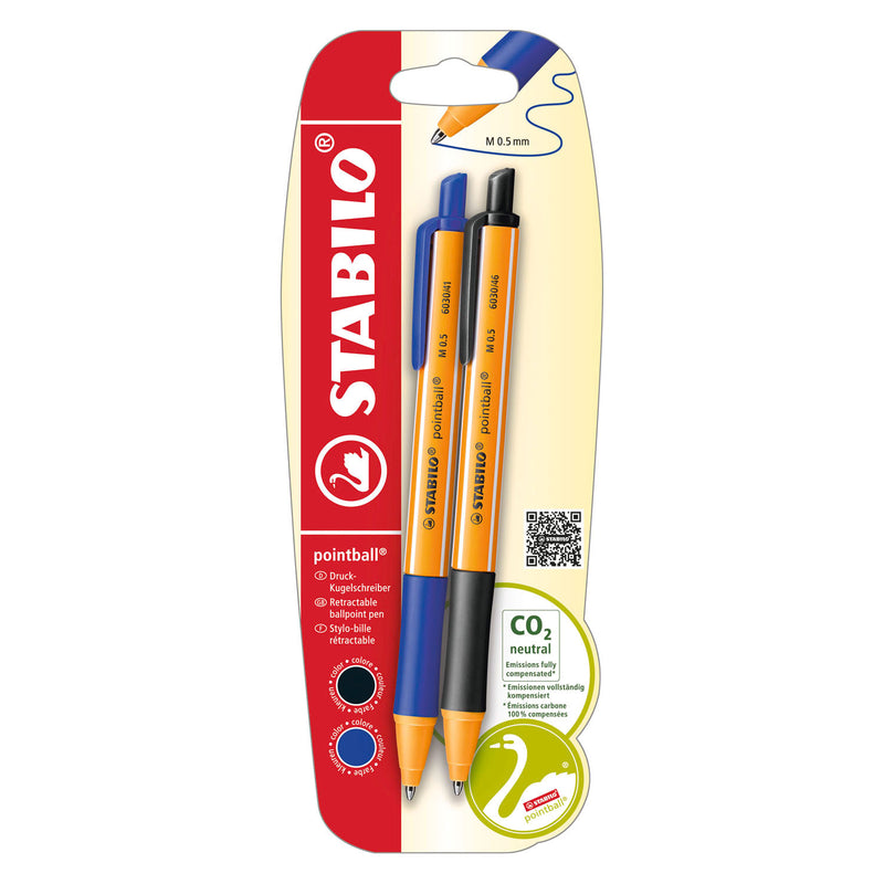 Load image into Gallery viewer, Stabilo pointball balpennen blauw en zwart - 2dlg.