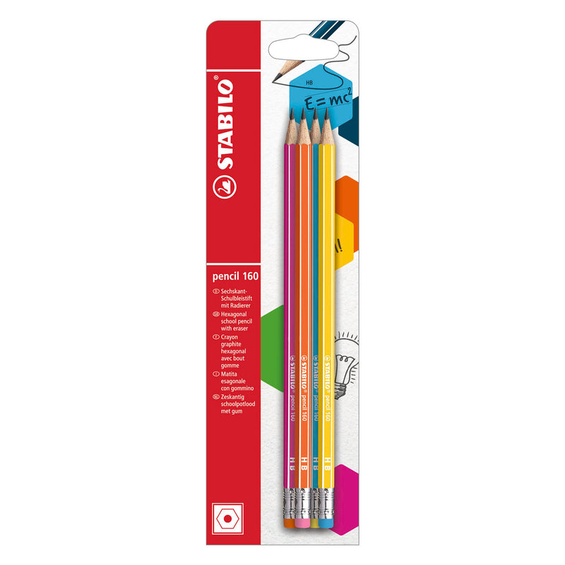 Load image into Gallery viewer, Stabilo pencil 160 hb grafietpotloden met gumtip - 4dlg.