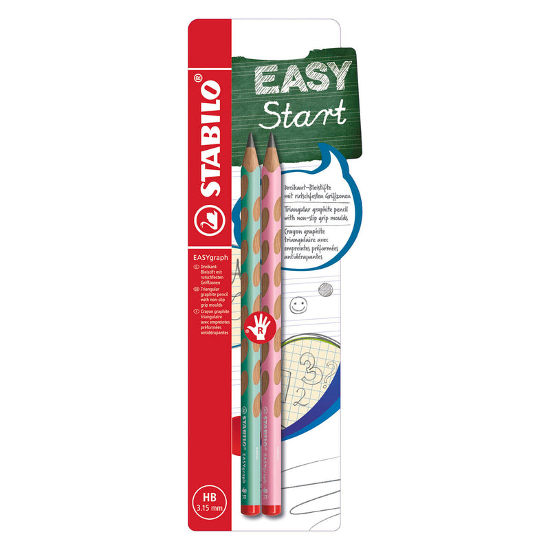 Load image into Gallery viewer, Stabilo easygraph pastel hb rechtshandige grafietpotloden groen roze - 2dlg.
