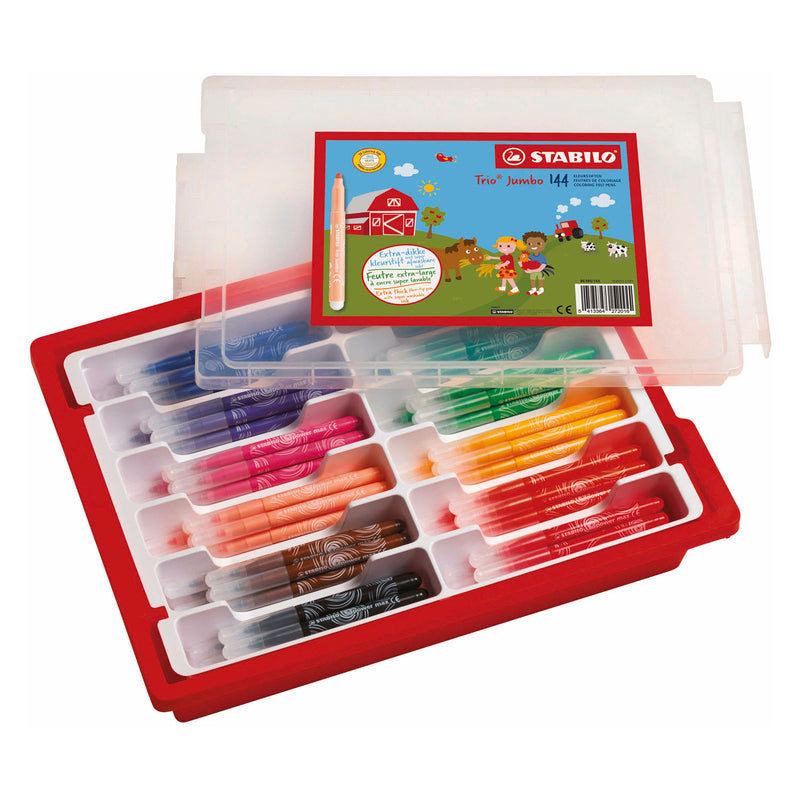 Afbeelding laden in galerijviewer, Stabilo trio jumbo schoolverpakking ergonomische viltstiften - 144dlg.