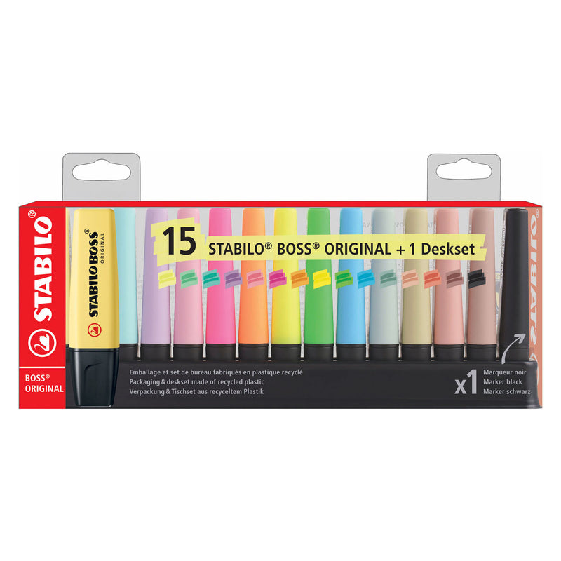 Afbeelding laden in galerijviewer, Stabilo boss original pastel naturecolors markeerstiften bureau set - 15dlg.