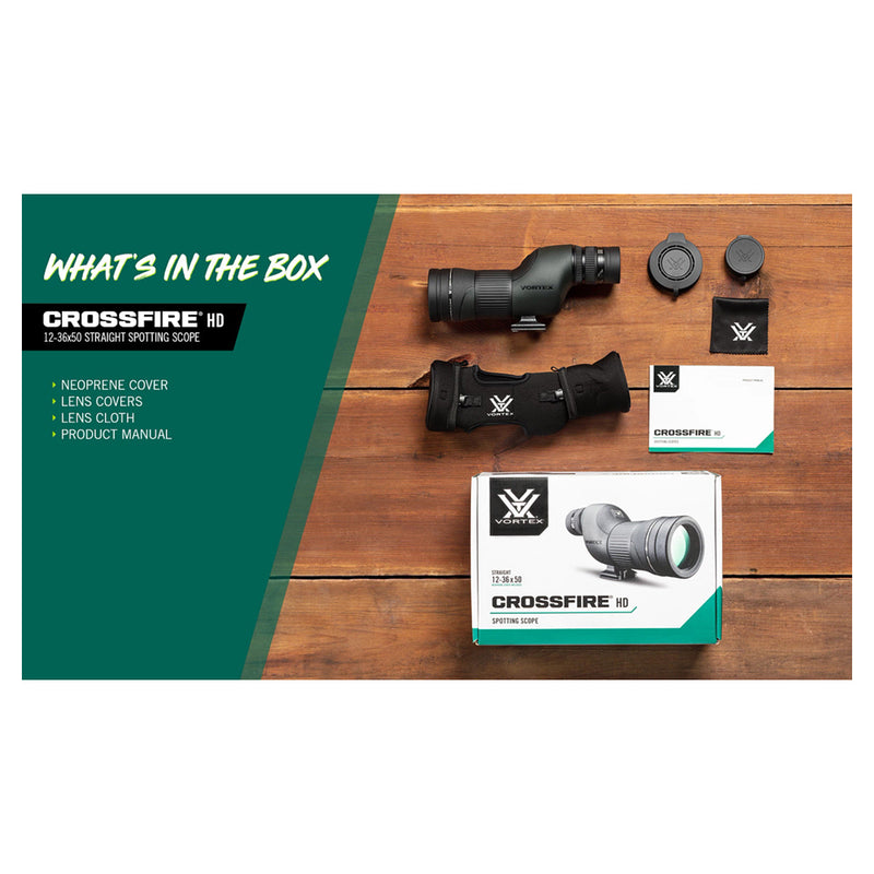 Load image into Gallery viewer, Vortex crossfire hd 12-36x50 spotting scope recht