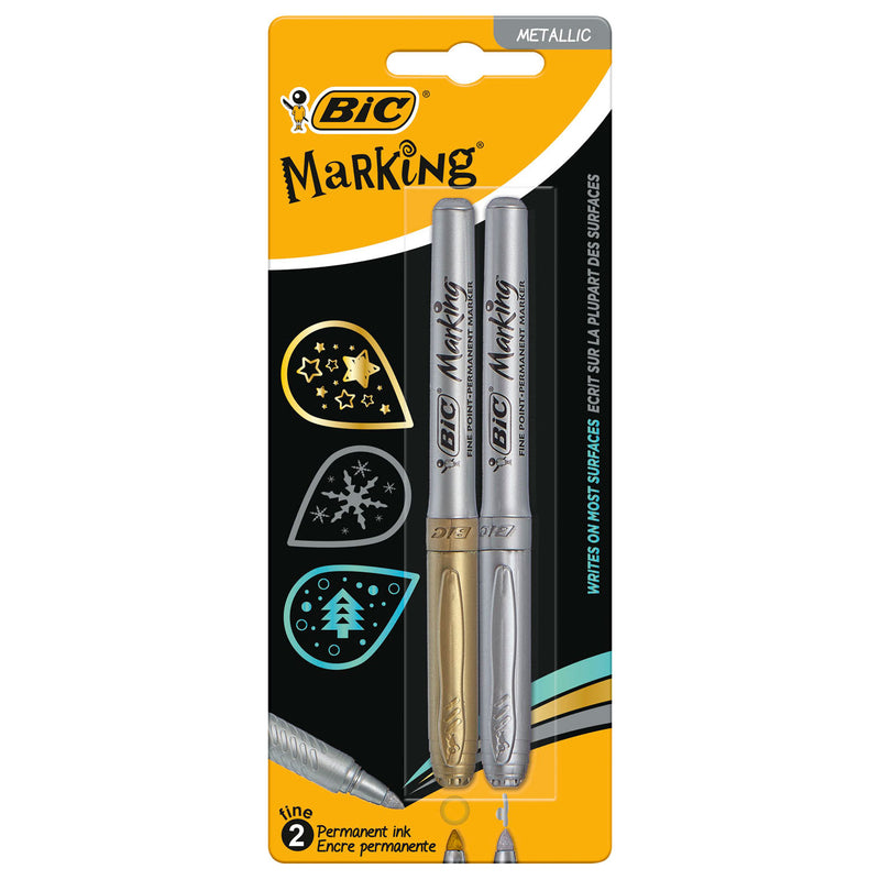 Load image into Gallery viewer, Bic permanent marker goud en zilver