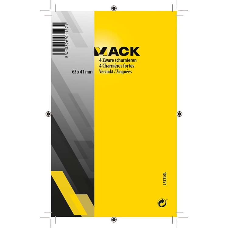 Afbeelding laden in galerijviewer, Mack 1013251 - 4 zware scharnieren verzinkt h 63 x b 41 mm | 5 stuks