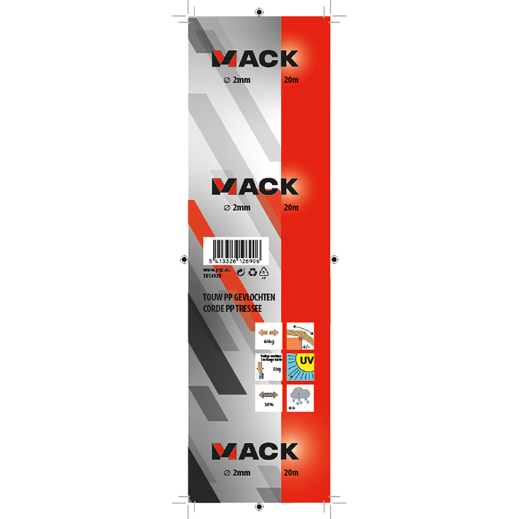 Load image into Gallery viewer, Mack 1014930 - pp gevlochten wit blauw streng2mm 20m | 5 stuks