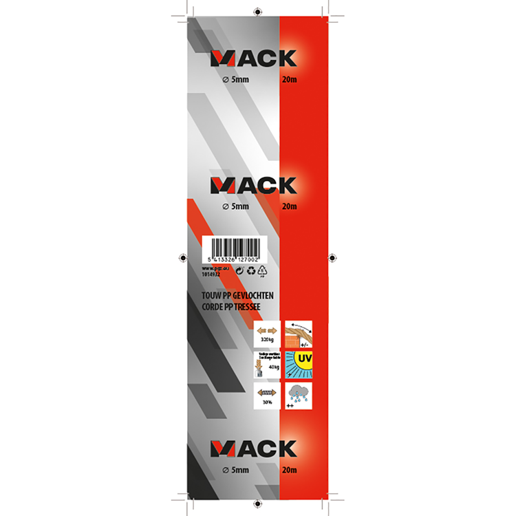 Load image into Gallery viewer, Mack 1014932 - pp gevlochten wit blauw streng5mm 20m | 5 stuks