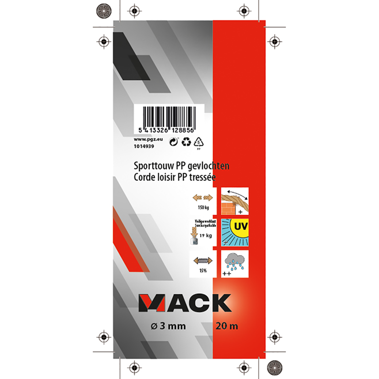 Load image into Gallery viewer, Mack 1014939 - sporttouw pp gevlochten streng3mm 20m | 5 stuks