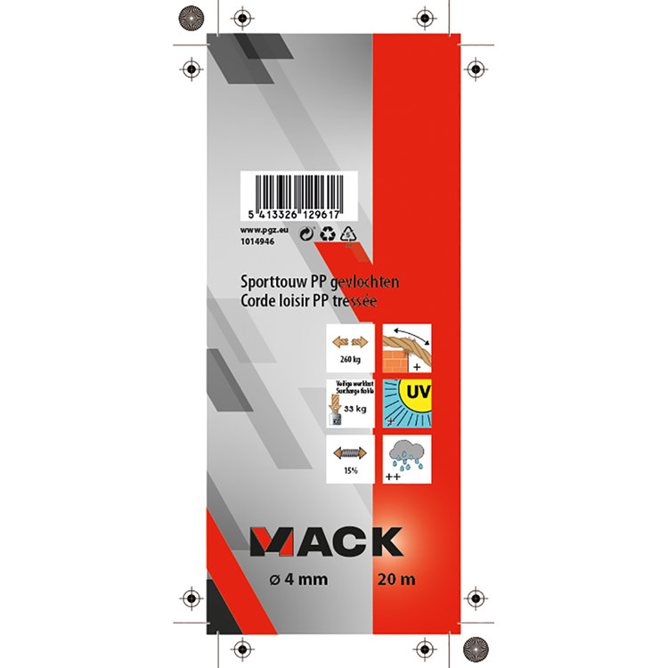 Load image into Gallery viewer, Mack 1014946 - sporttouw pp gevlochten streng4mm 20m | 5 stuks
