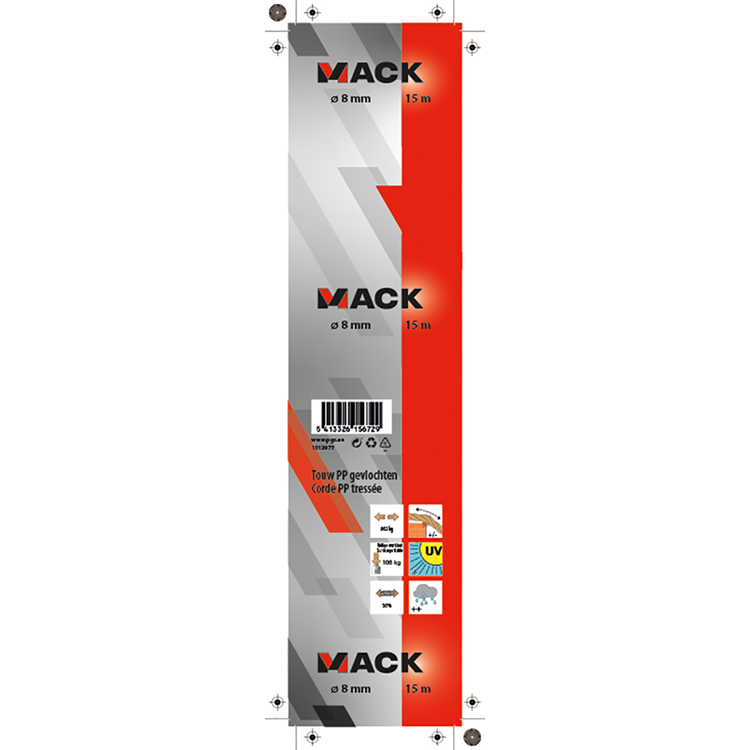 Load image into Gallery viewer, Mack 1013977 - pp gevlochten wit blauw streng8mm 15m | 5 stuks
