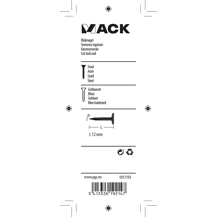 Load image into Gallery viewer, Mack 1017193 - bloknagel staal geblauwd 50 gr12 mm | 10 stuks