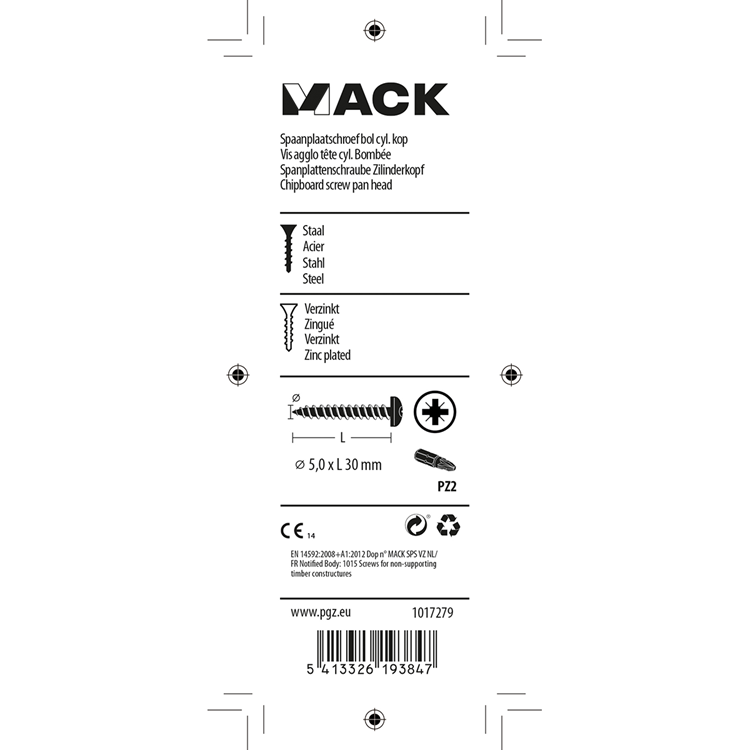 Afbeelding laden in galerijviewer, Mack 1017279 - spaanplaatschroef cylkop geelverz.15 st 5,0 x 30 mm | 10 stuks