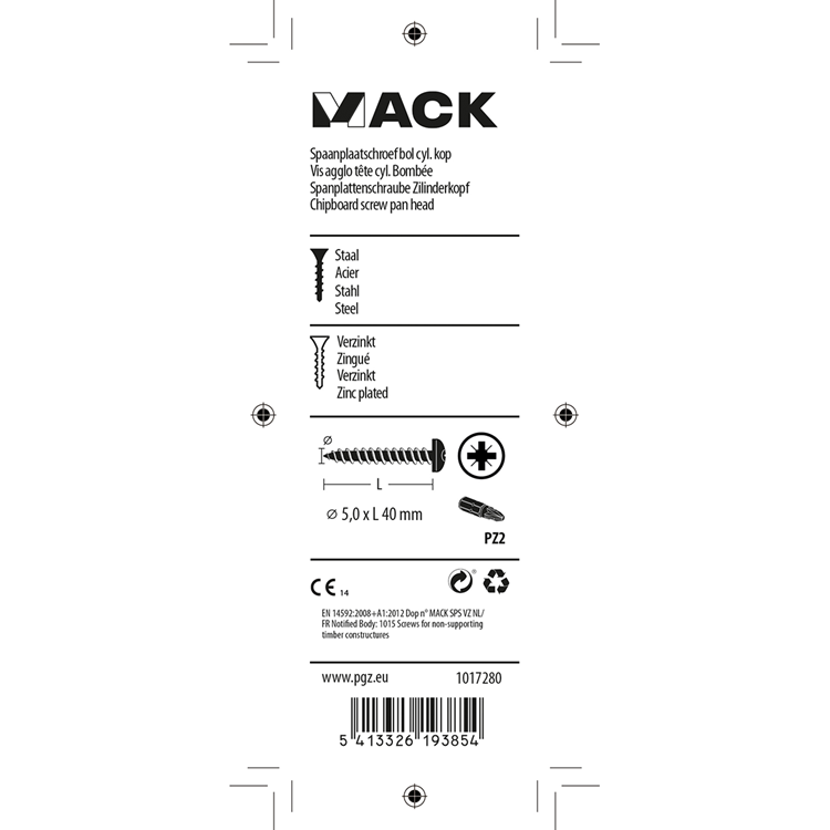 Afbeelding laden in galerijviewer, Mack 1017280 - spaanplaatschroef cylkop geelverz.12 st 5,0 x 40 mm | 10 stuks