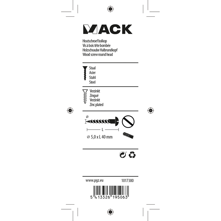 Load image into Gallery viewer, Mack 1017380 - houtschroef bolkop staal verzinkt 8 st 5,0 x 40 mm | 10 stuks