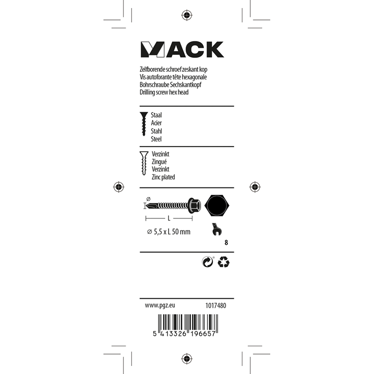 Load image into Gallery viewer, Mack 1017480 - zelfborende schroef zesk.kop verz. 13st 5,5 x 50 mm | 5 stuks