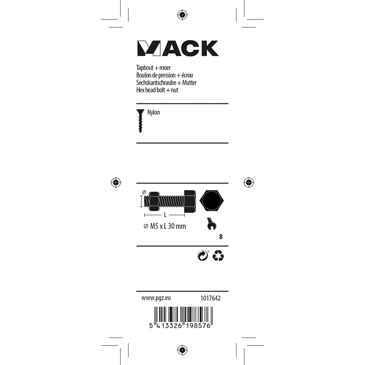 Load image into Gallery viewer, Mack 1017642 - tapbout + moer nylon 6 st m5 x 30 mm | 10 stuks