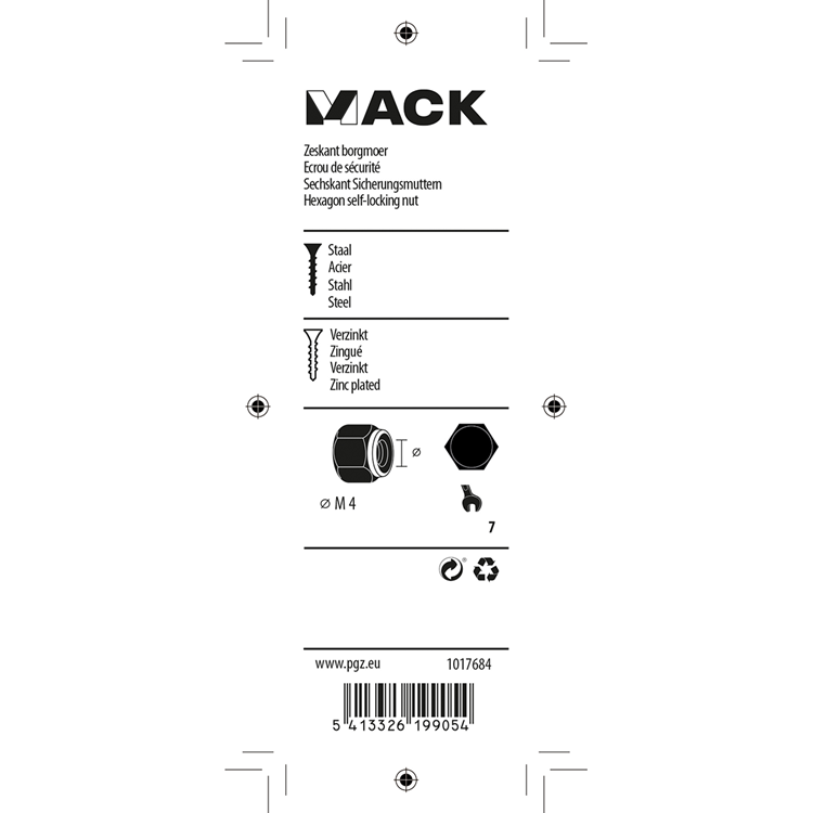 Load image into Gallery viewer, Mack 1017684 - zeskant borgmoer staal verzinkt 20 st m4 | 10 stuks