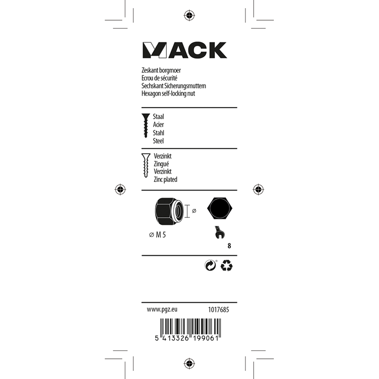 Load image into Gallery viewer, Mack 1017685 - zeskant borgmoer staal verzinkt 18 st m5 | 10 stuks