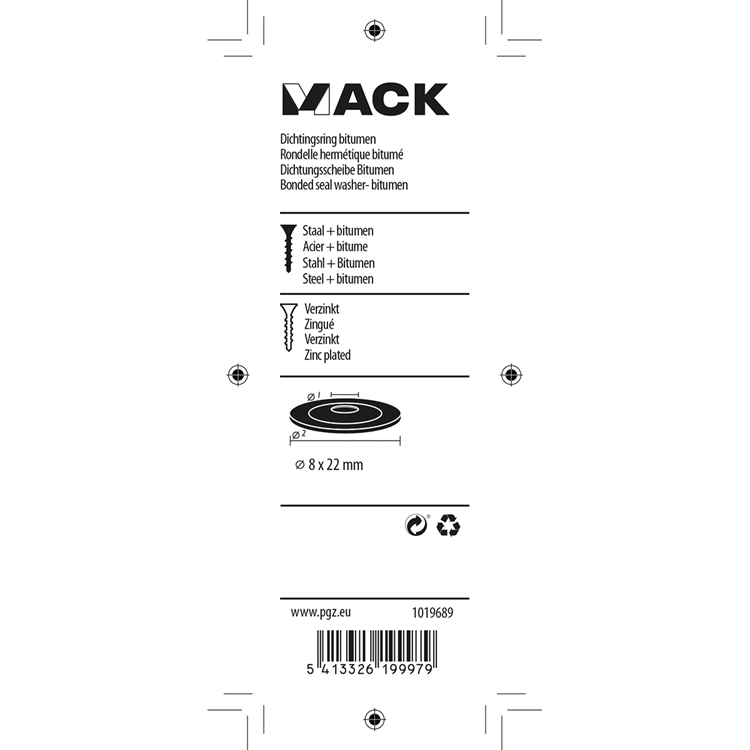 Load image into Gallery viewer, Mack 1019689 - dichtingsring bitumen verzinkt8 st 8 x 22 mm | 10 stuks
