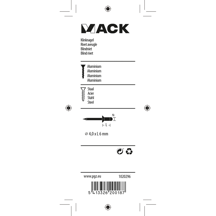 Load image into Gallery viewer, Mack 1020296 - 40 blindnieten alu 4,0x6mm | 5 stuks