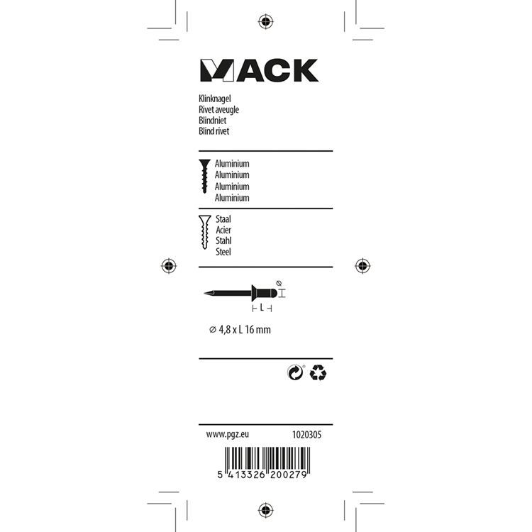 Load image into Gallery viewer, Mack 1020305 - 18 blindnieten alu 4,8x16mm | 5 stuks