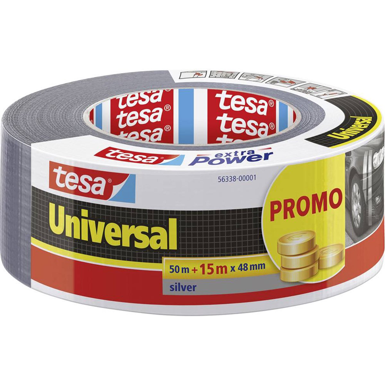 Load image into Gallery viewer, Tesa universal 56338-00001-01 textieltape zilver (l x b) 65 m x 48 mm 1 stuk(s)