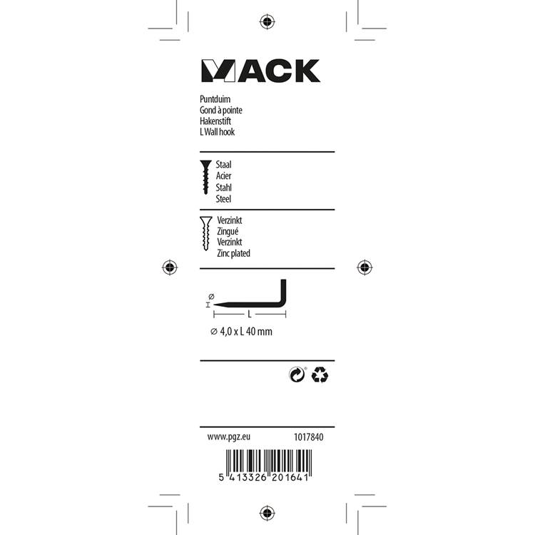 Load image into Gallery viewer, Mack 1017840 - puntduim staal verzinkt 8 st 4,0 x 40 mm | 10 stuks