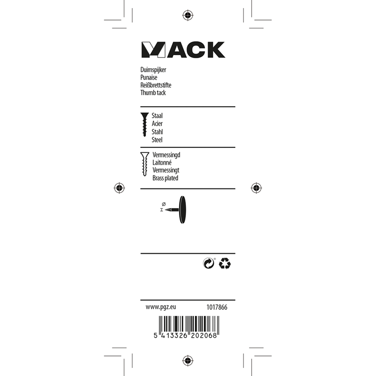 Load image into Gallery viewer, Mack 1017866 - duimspijker staal vermessingd 100 st | 10 stuks
