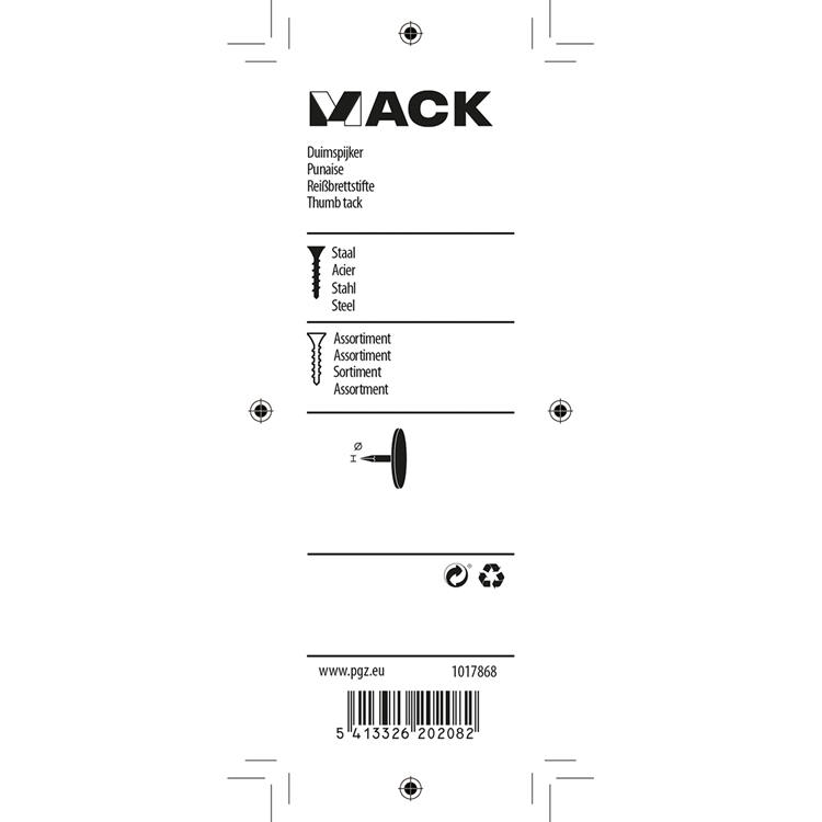 Load image into Gallery viewer, Mack 1017868 - duimspijker staal assortiment 60 st | 10 stuks