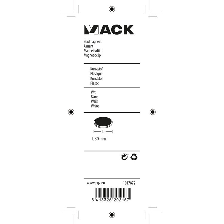 Load image into Gallery viewer, Mack 1017872 - bordmagneet kunststof wit 4 st30 mm | 10 stuks