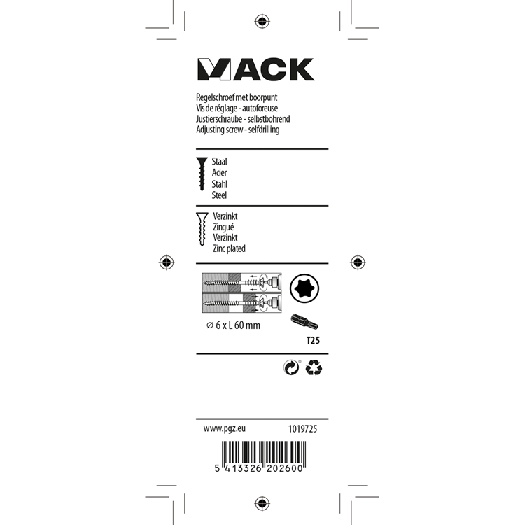 Load image into Gallery viewer, Mack 1019725 - regelschroef verzinkt 10 st 6 x 60 mm | 10 stuks