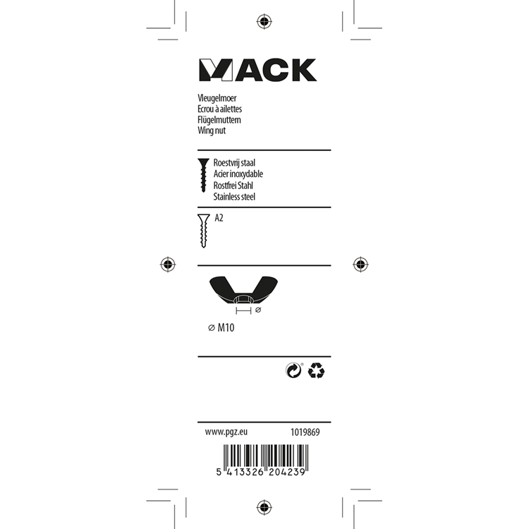 Load image into Gallery viewer, Mack 1019869 - vleugelmoer inox a2 2 st m10 | 10 stuks