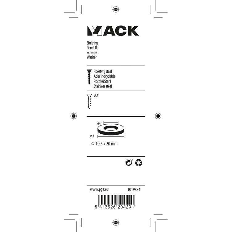 Load image into Gallery viewer, Mack 1019874 - sluitring inox a2 9 st m10 | 10 stuks