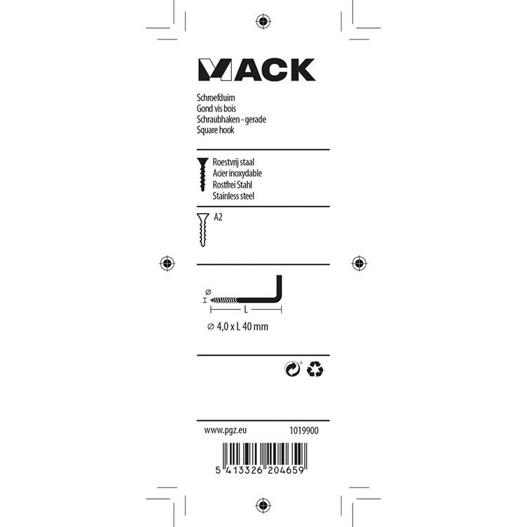 Load image into Gallery viewer, Mack 1019900 - schroefduim roestvrijstaal 3 st 4,0x40 mm | 10 stuks