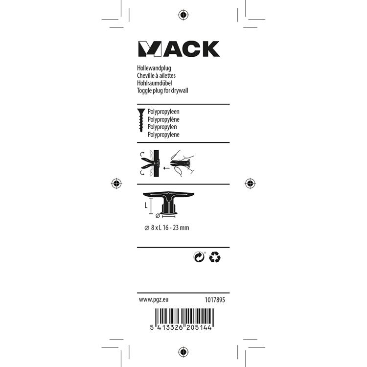 Load image into Gallery viewer, Mack 1017895 - hollewandplug nylon 4 st tc | 5 stuks