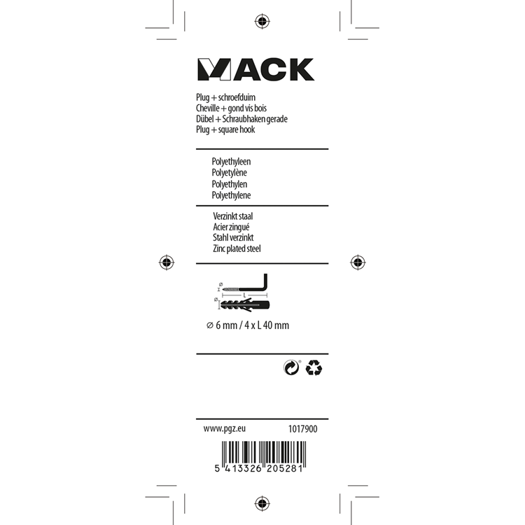 Load image into Gallery viewer, Mack 1017900 - plug + schroefduim polyeth 8 st 6mm 4x40mm | 5 stuks