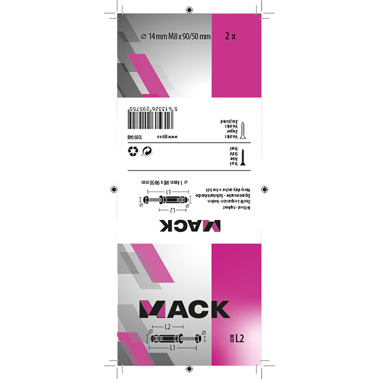 Load image into Gallery viewer, Mack 1019948 - keilbout 6-kant bout verzinkt 2 st m8x90 14x50 | 5 stuks