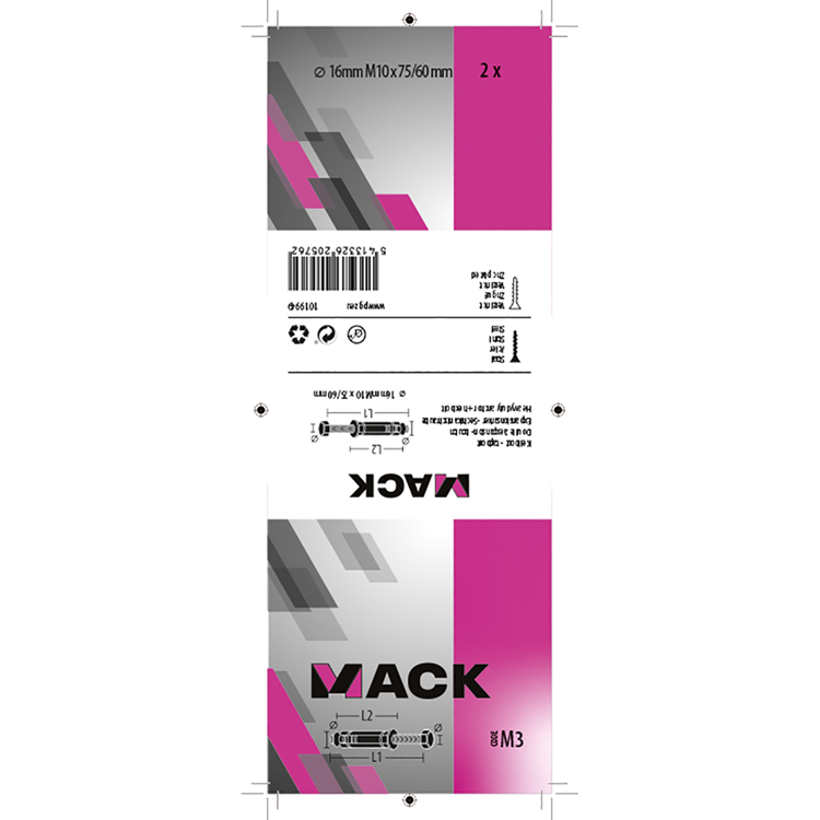 Load image into Gallery viewer, Mack 1019949 - keilbout 6-kant bout verzinkt 2 st m10 x 75 mm | 5 stuks