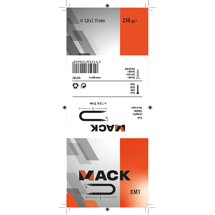 Load image into Gallery viewer, Mack 1017951 - kram staal verzinkt 250 gr 1,8 x 15 mm | 5 stuks