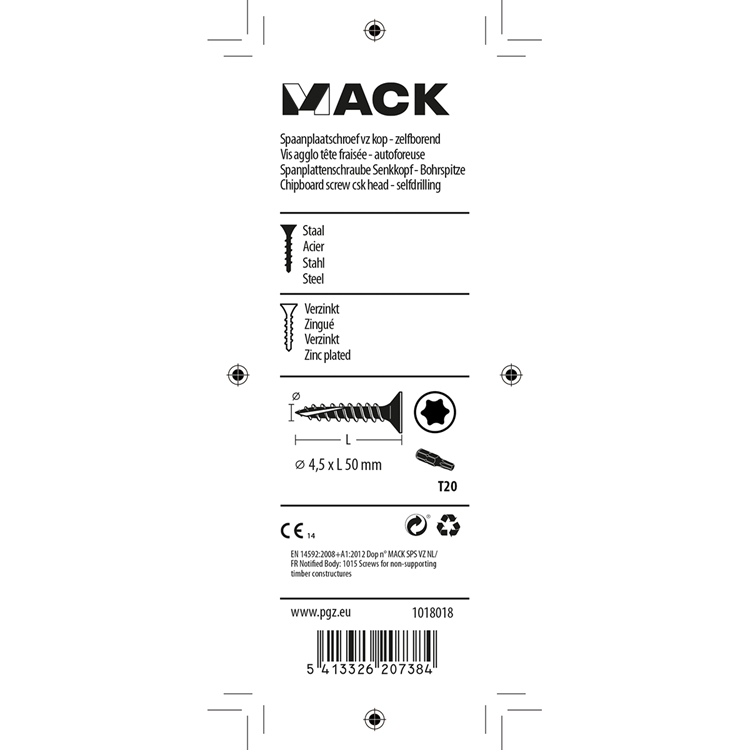 Load image into Gallery viewer, Mack 1018018 - spaanplschr.vzkop-zelfb. geelverz. 28 st 4,5 x 50 mm | 5 stuks